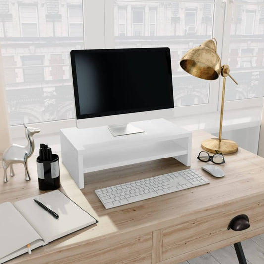 Monitorstandaard 42x24x13 cm bewerkt hout wit is nu te koop bij PeponiXL, paradijselijk wonen!