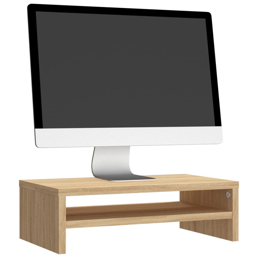 Monitorstandaard 42x24x13 cm bewerkt hout sonoma eikenkleurig is nu te koop bij PeponiXL, paradijselijk wonen!