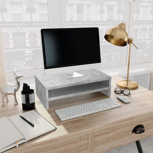 Monitorstandaard 42x24x13 cm bewerkt hout betongrijs is nu te koop bij PeponiXL, paradijselijk wonen!