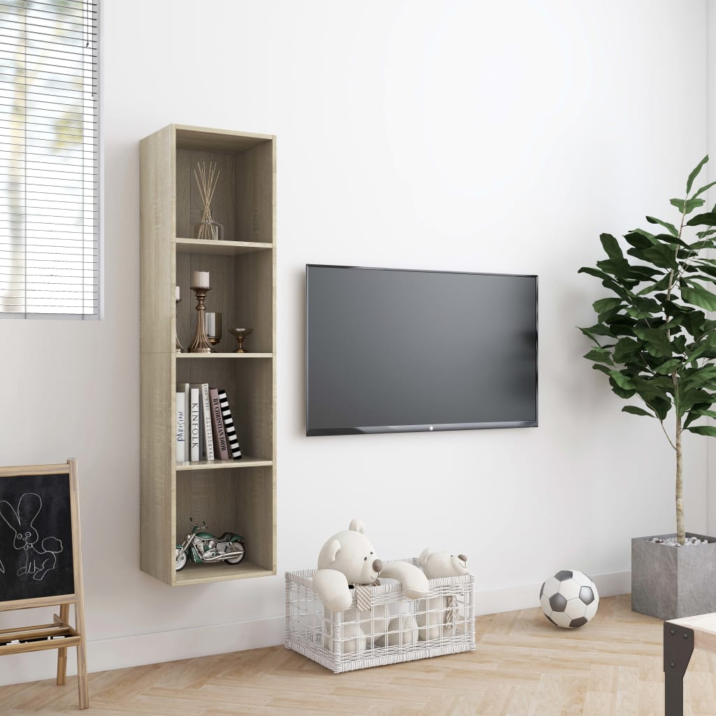 Boekenkast/tv-meubel 143x30x36 cm sonoma eikenkleurig is nu te koop bij PeponiXL, paradijselijk wonen!