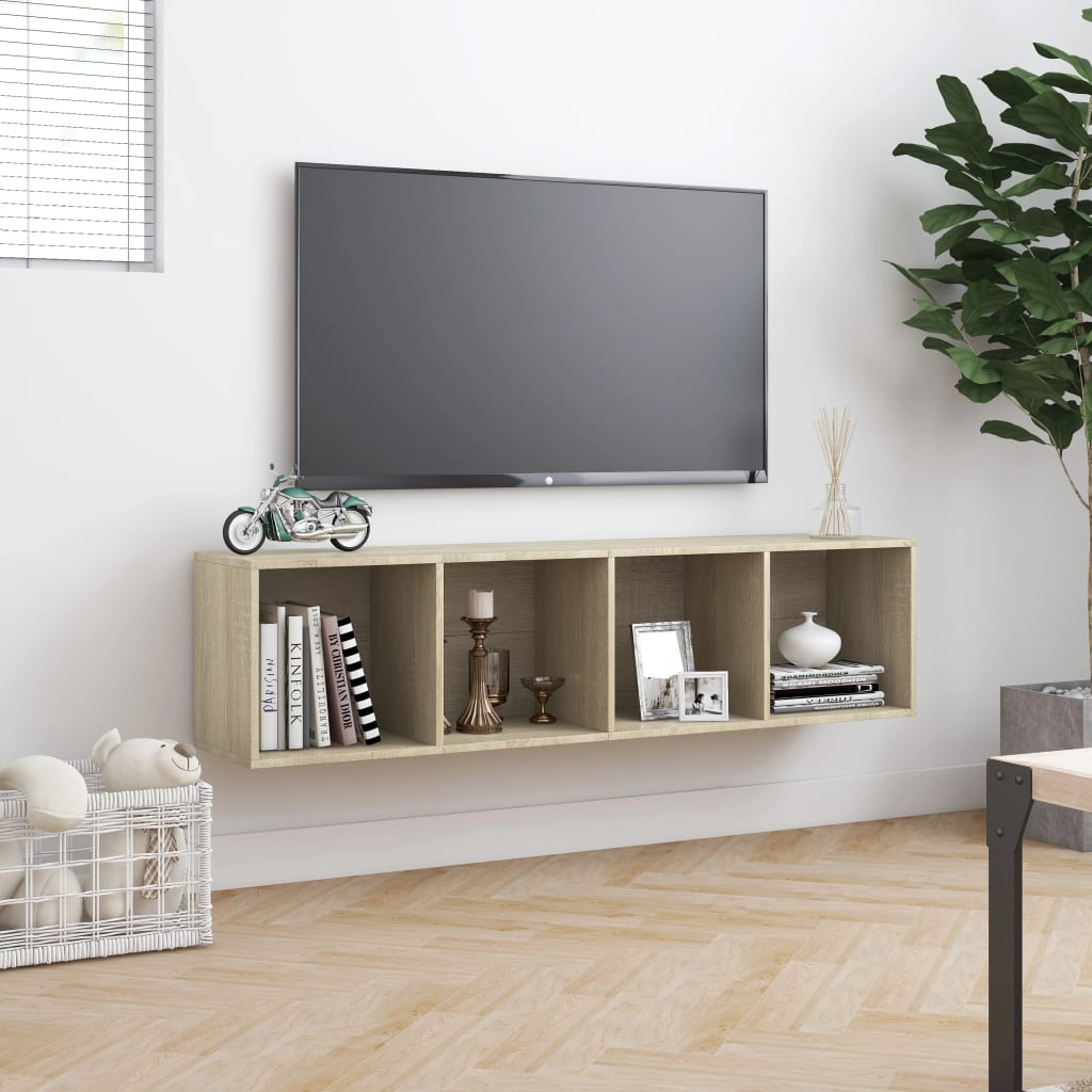 Boekenkast/tv-meubel 143x30x36 cm sonoma eikenkleurig is nu te koop bij PeponiXL, paradijselijk wonen!