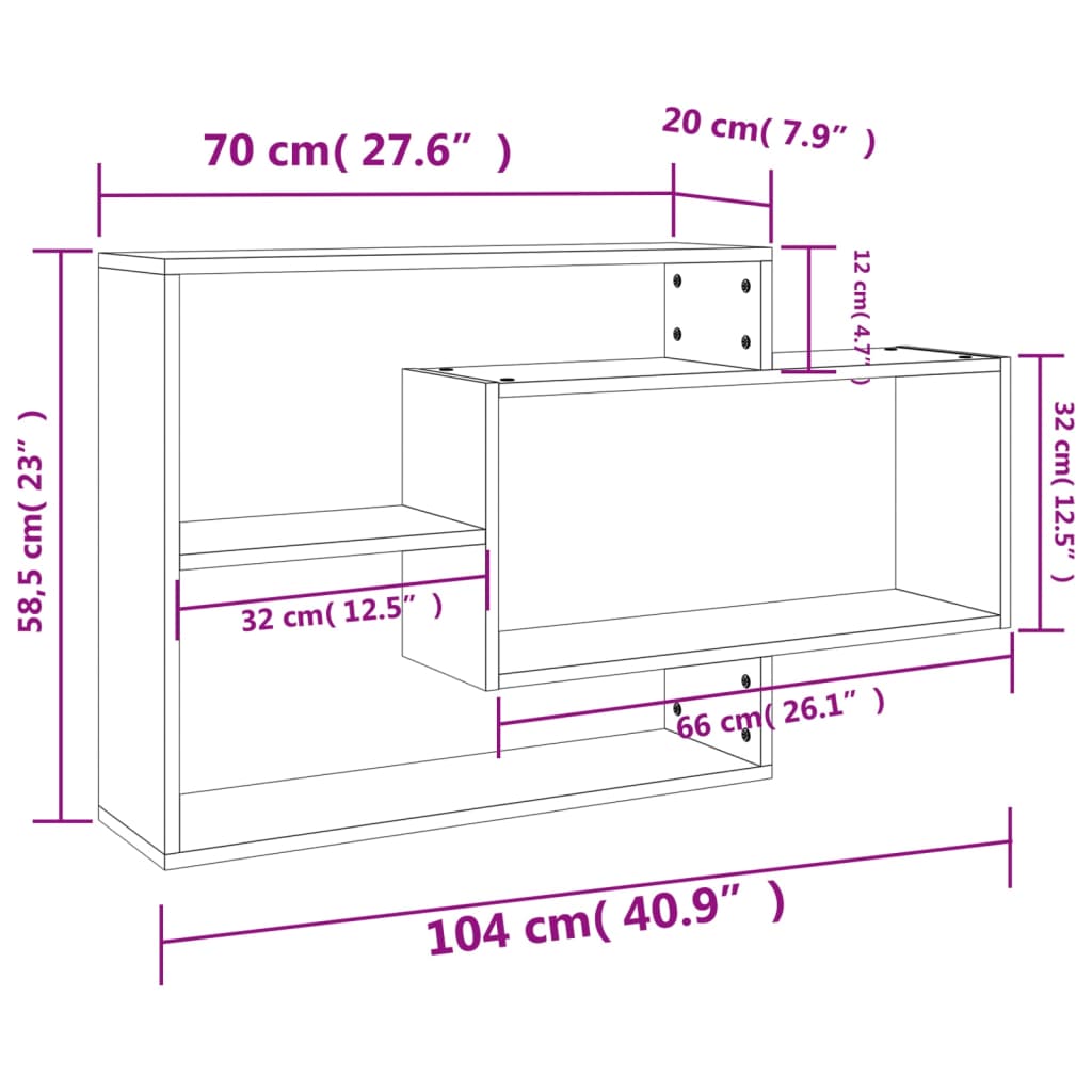 Wandschappen 104x20x58,5 cm bewerkt hout sonoma eikenkleurig is nu te koop bij PeponiXL, paradijselijk wonen!