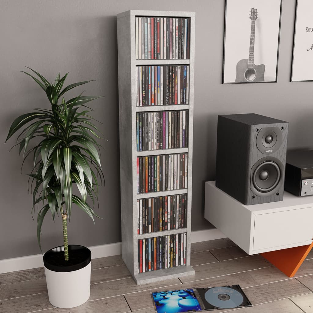 Cd-kast 21x20x88 cm bewerkt hout betongrijs is nu te koop bij PeponiXL, paradijselijk wonen!