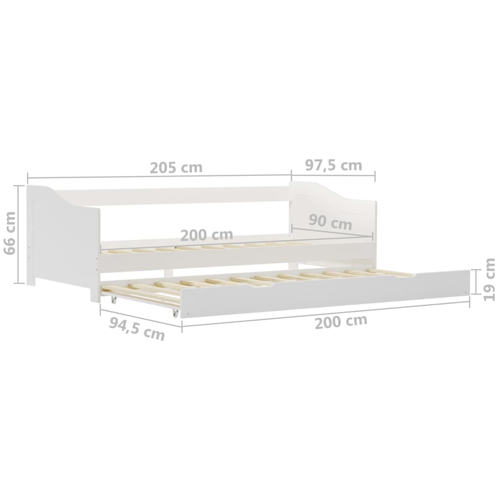 Bedbank uittrekbaar grenenhout wit 90x200 cm is nu te koop bij PeponiXL, paradijselijk wonen!