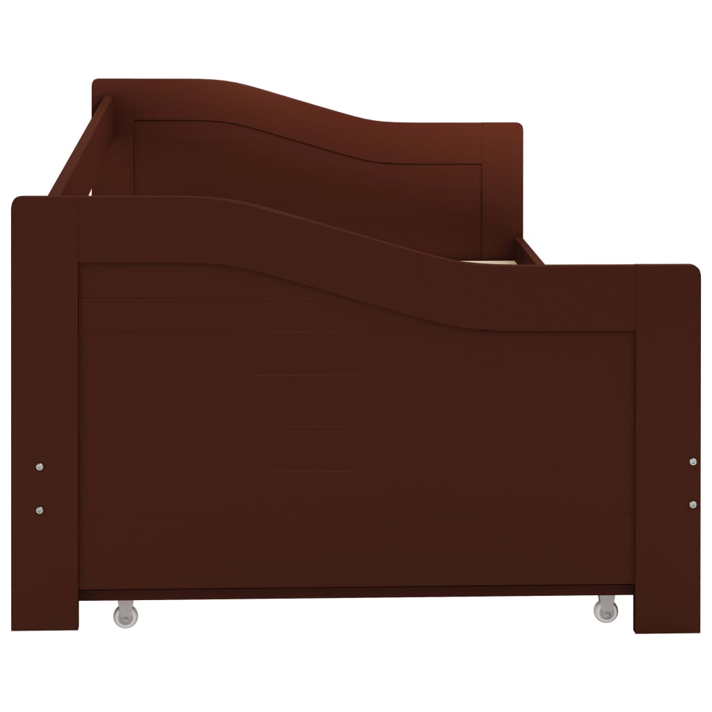 Bedbank uittrekbaar grenenhout donkerbruin 90x200 cm is nu te koop bij PeponiXL, paradijselijk wonen!