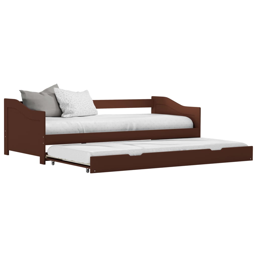 Bedbank uittrekbaar grenenhout donkerbruin 90x200 cm is nu te koop bij PeponiXL, paradijselijk wonen!