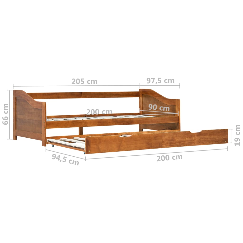 Bedbank uittrekbaar grenenhout honingbruin 90x200 cm is nu te koop bij PeponiXL, paradijselijk wonen!