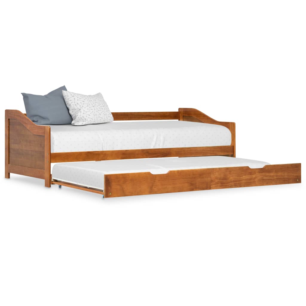 Bedbank uittrekbaar grenenhout honingbruin 90x200 cm is nu te koop bij PeponiXL, paradijselijk wonen!