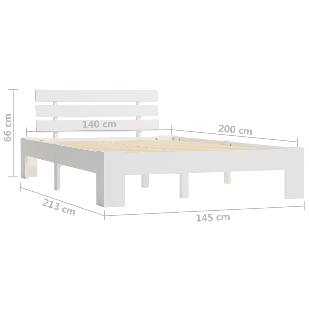 Bedframe met hoofdbord massief grenenhout wit 140x200 cm is nu te koop bij PeponiXL, paradijselijk wonen!