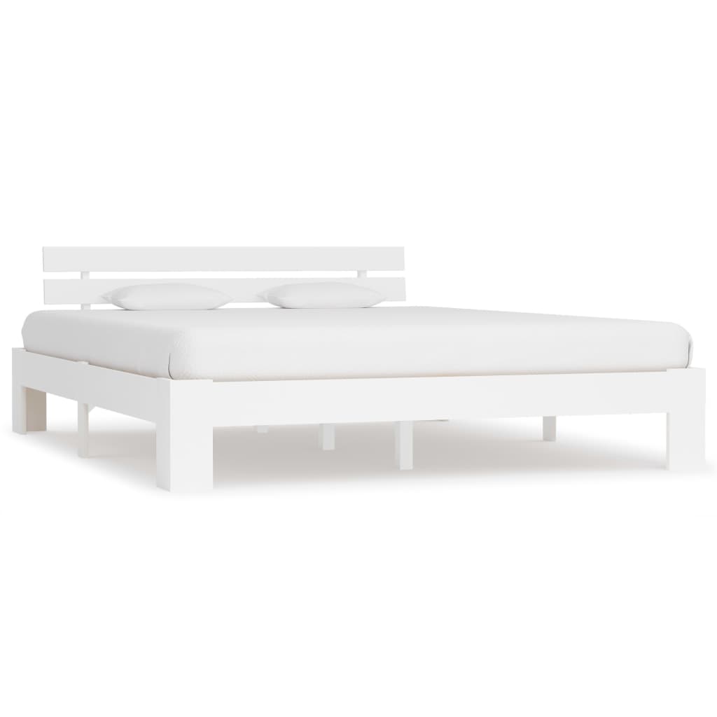 Bedframe met hoofdbord massief grenenhout wit 160x200 cm is nu te koop bij PeponiXL, paradijselijk wonen!