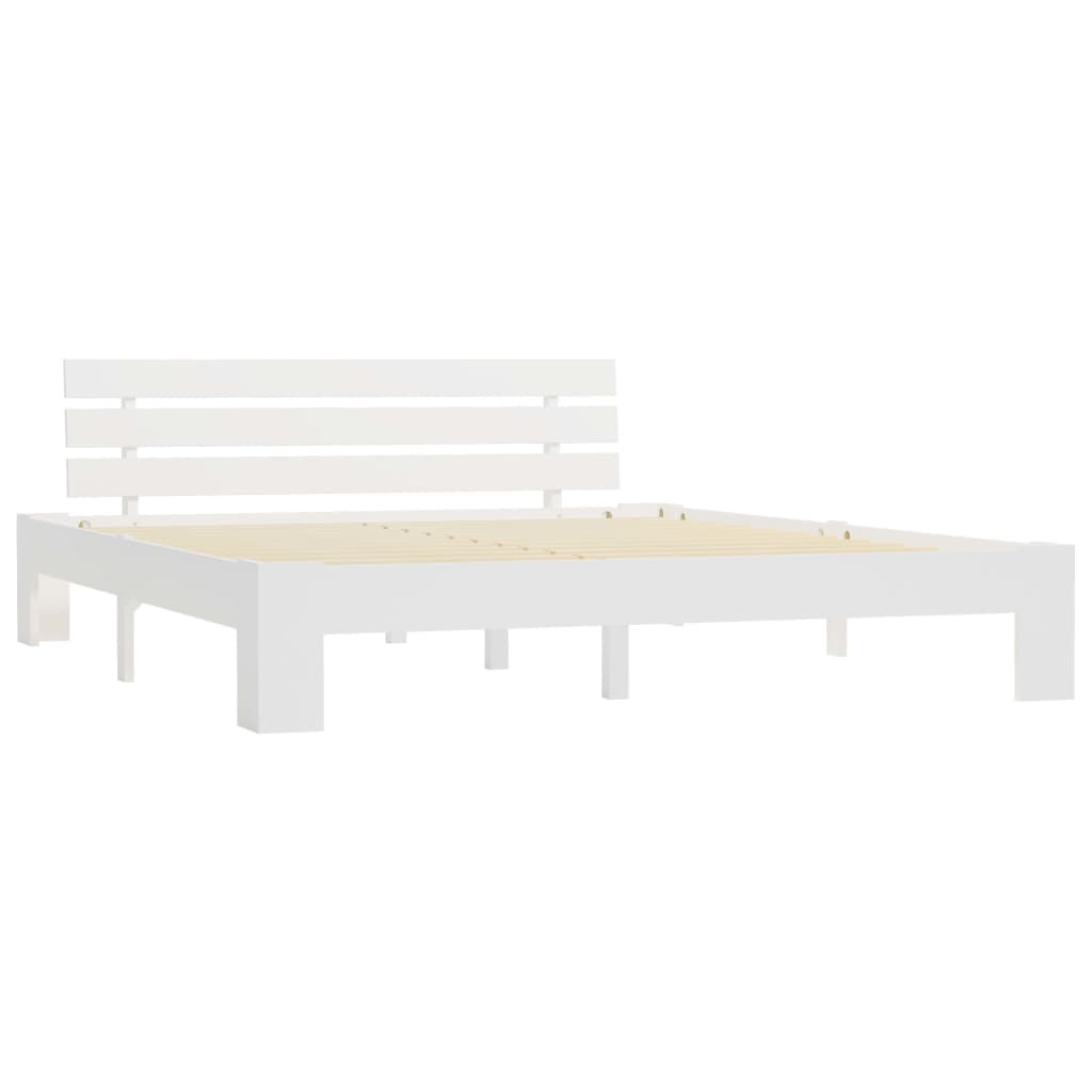 Bedframe met hoofdbord massief grenenhout wit 160x200 cm is nu te koop bij PeponiXL, paradijselijk wonen!