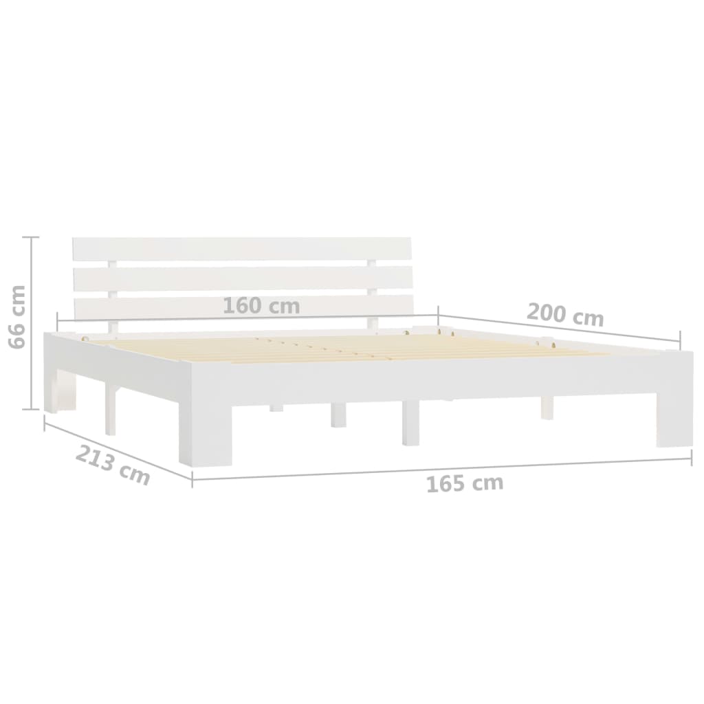 Bedframe met hoofdbord massief grenenhout wit 160x200 cm is nu te koop bij PeponiXL, paradijselijk wonen!