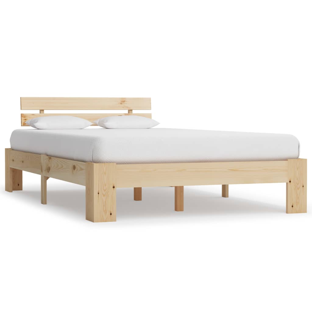 Bedframe met hoofdbord massief grenenhout wit 140x200 cm is nu te koop bij PeponiXL, paradijselijk wonen!