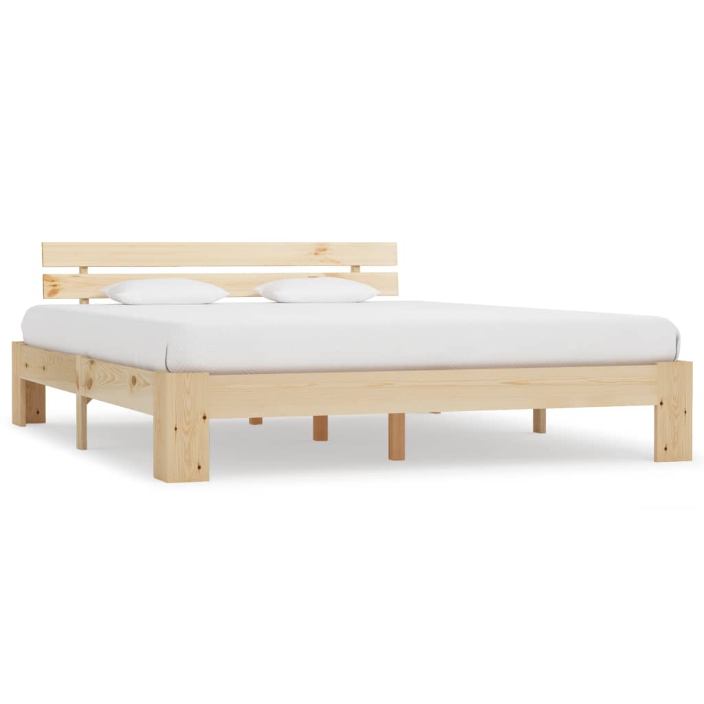 Bedframe met hoofdbord massief grenenhout 160x200 cm is nu te koop bij PeponiXL, paradijselijk wonen!