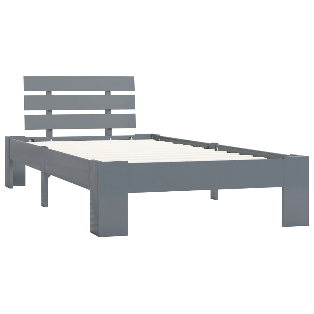 Bedframe massief grenenhout grijs 90x200 cm is nu te koop bij PeponiXL, paradijselijk wonen!