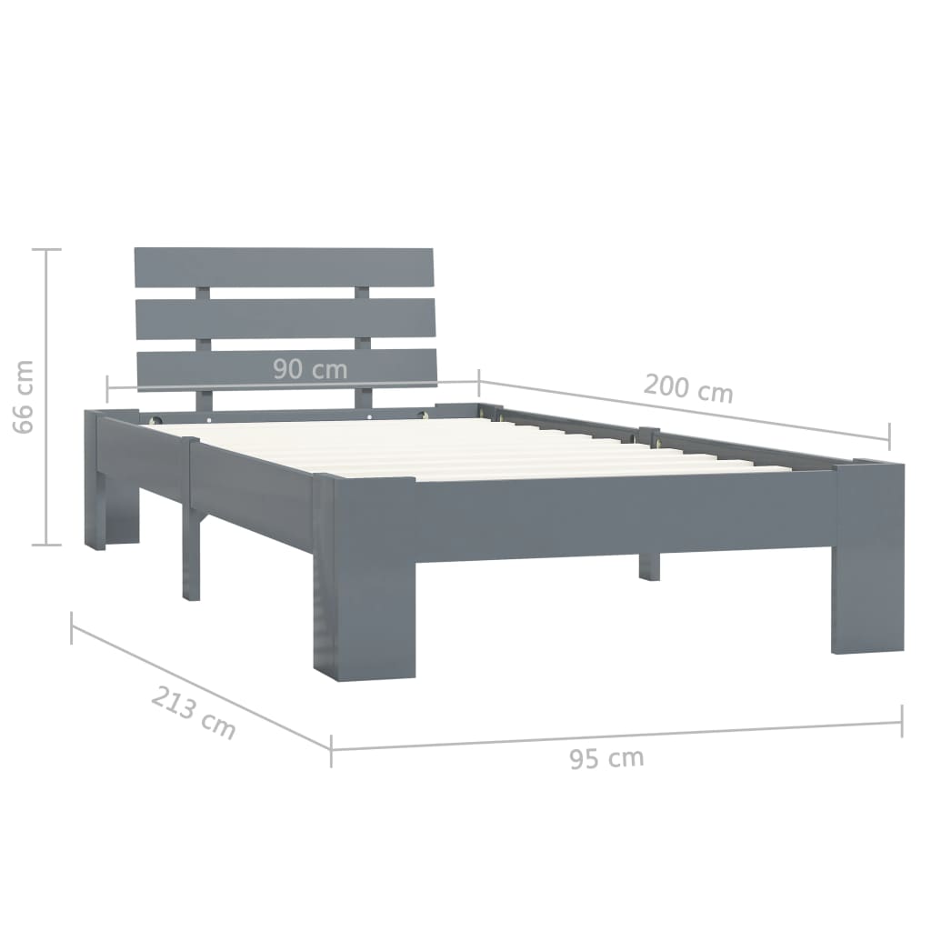 Bedframe massief grenenhout grijs 90x200 cm is nu te koop bij PeponiXL, paradijselijk wonen!