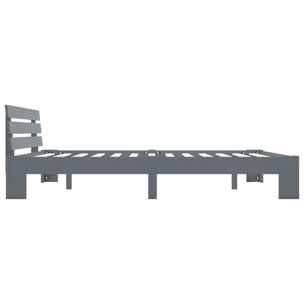 Bedframe met hoofdbord massief grenenhout grijs 160x200 cm is nu te koop bij PeponiXL, paradijselijk wonen!