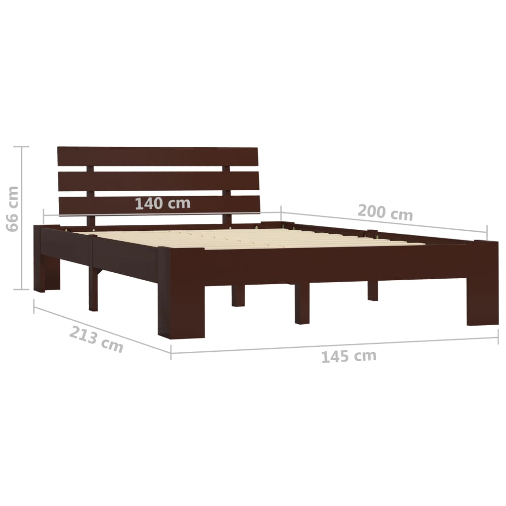 Bedframe massief grenenhout donkerbruin 140x200 cm is nu te koop bij PeponiXL, paradijselijk wonen!