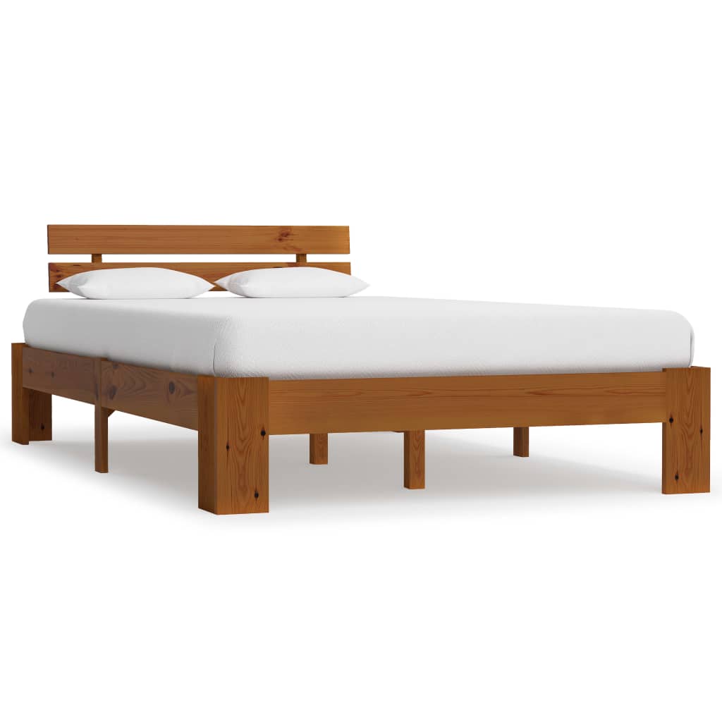 Bedframe met hoofdbord grenenhout honingbruin 140x200 cm is nu te koop bij PeponiXL, paradijselijk wonen!