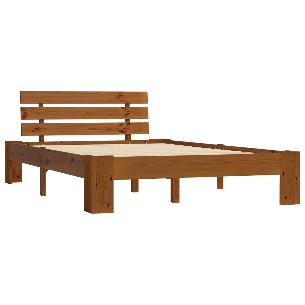 Bedframe met hoofdbord grenenhout honingbruin 140x200 cm is nu te koop bij PeponiXL, paradijselijk wonen!