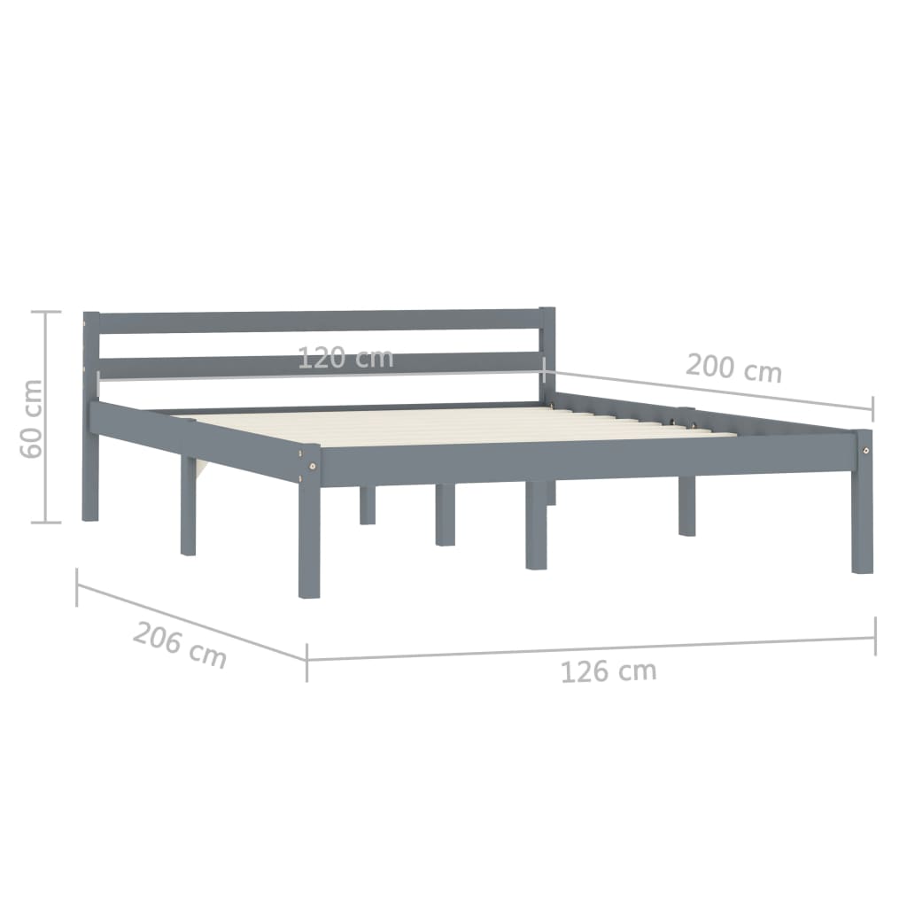 Bedframe massief grenenhout grijs 120x200 cm is nu te koop bij PeponiXL, paradijselijk wonen!