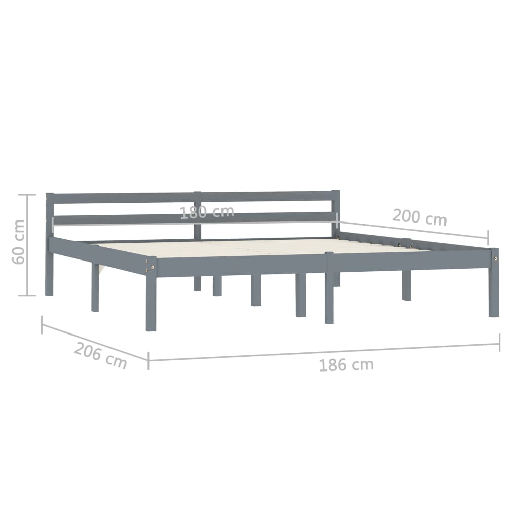 Bedframe massief grenenhout grijs 180x200 cm is nu te koop bij PeponiXL, paradijselijk wonen!