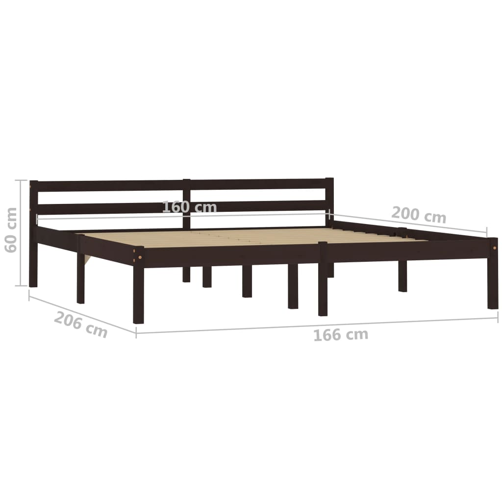 Bedframe massief grenenhout donkerbruin 160x200 cm is nu te koop bij PeponiXL, paradijselijk wonen!