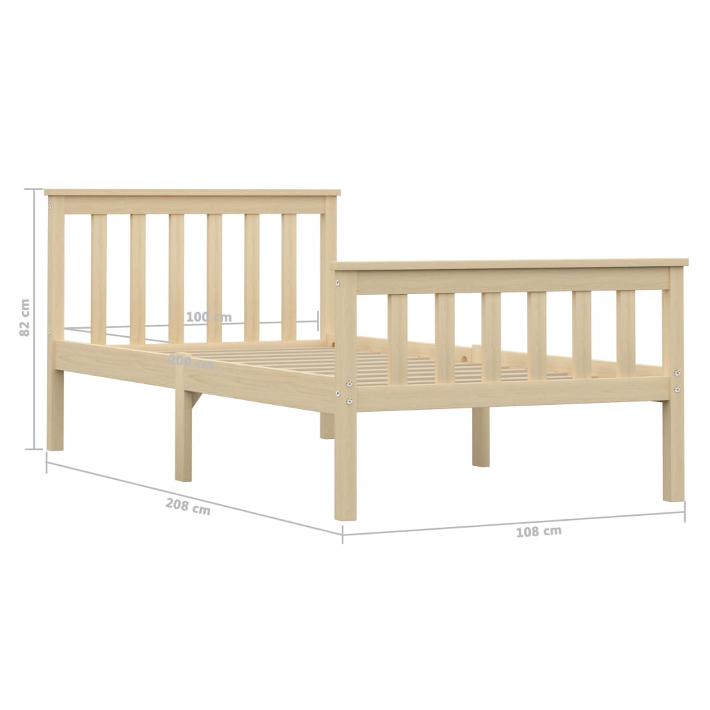 Bedframe massief grenenhout natuurlijk 100x200 cm is nu te koop bij PeponiXL, paradijselijk wonen!