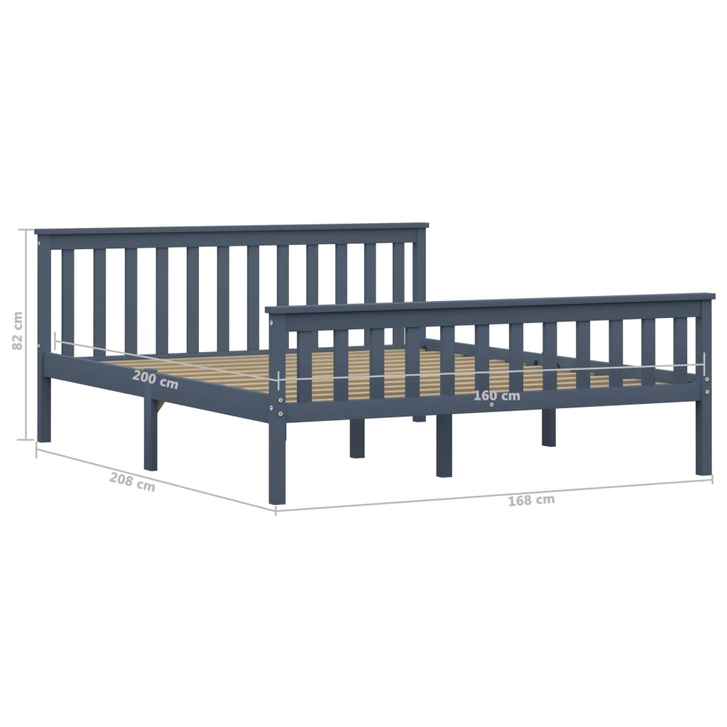 Bedframe massief grenenhout grijs 160x200 cm is nu te koop bij PeponiXL, paradijselijk wonen!