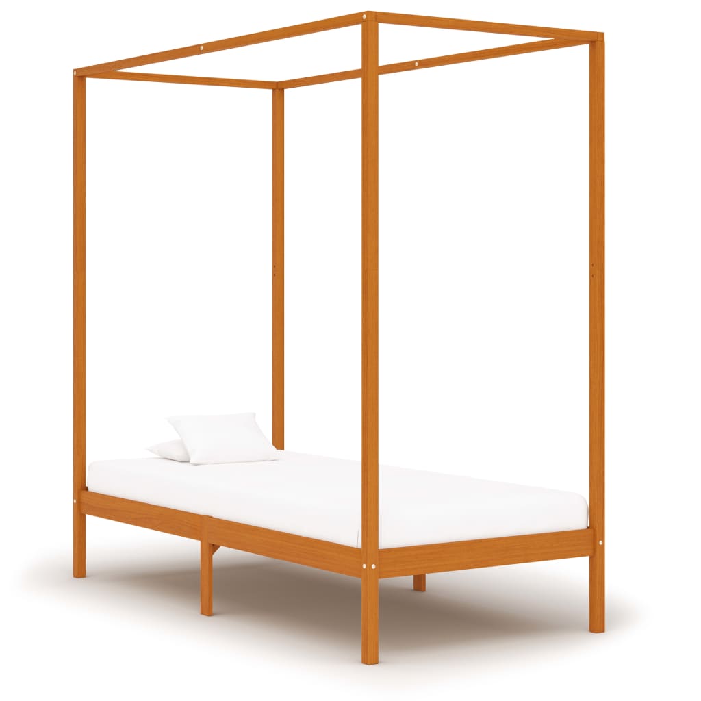 Hemelbedframe massief grenenhout honingbruin 100x200 cm is nu te koop bij PeponiXL, paradijselijk wonen!
