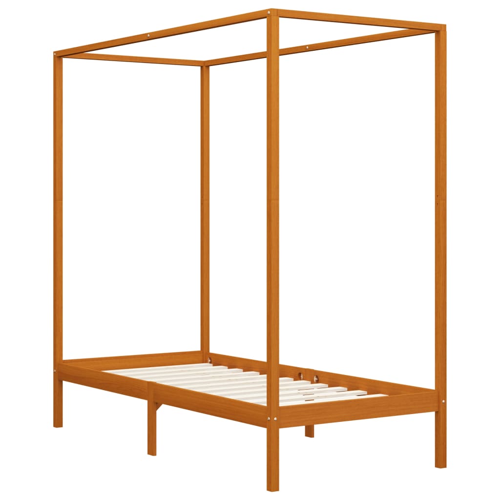 Hemelbedframe massief grenenhout honingbruin 100x200 cm is nu te koop bij PeponiXL, paradijselijk wonen!
