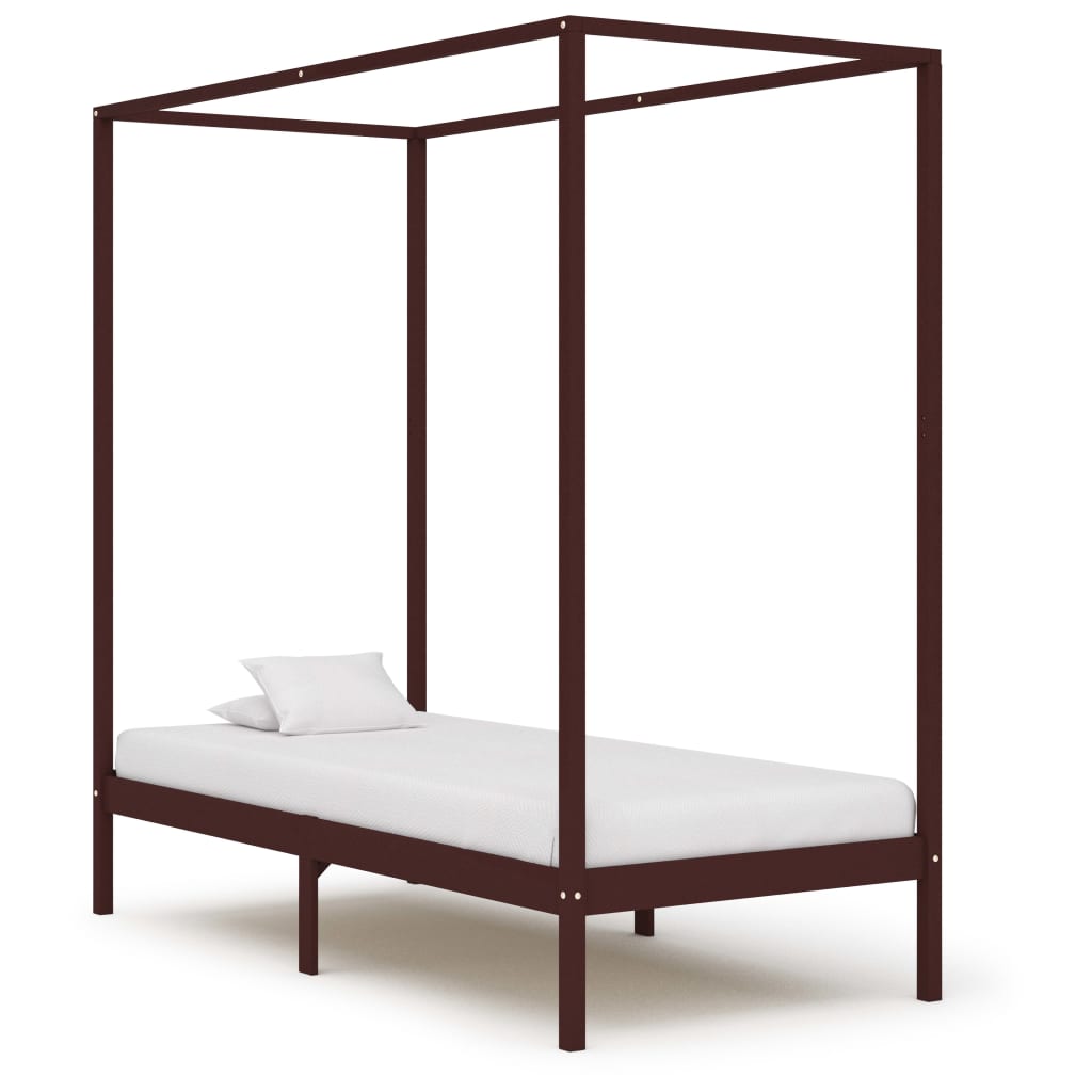 Hemelbedframe massief grenenhout donkerbruin 90x200 cm is nu te koop bij PeponiXL, paradijselijk wonen!