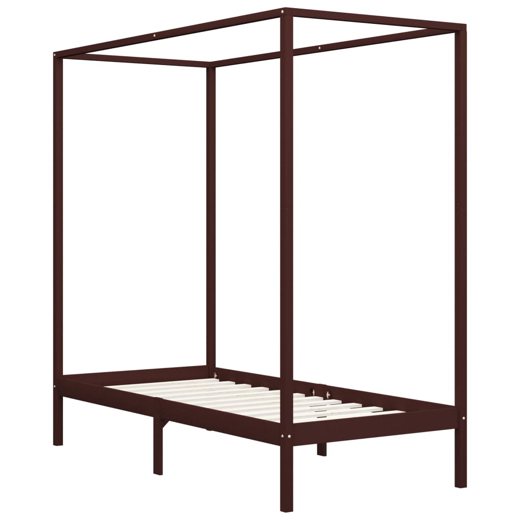Hemelbedframe massief grenenhout donkerbruin 90x200 cm is nu te koop bij PeponiXL, paradijselijk wonen!