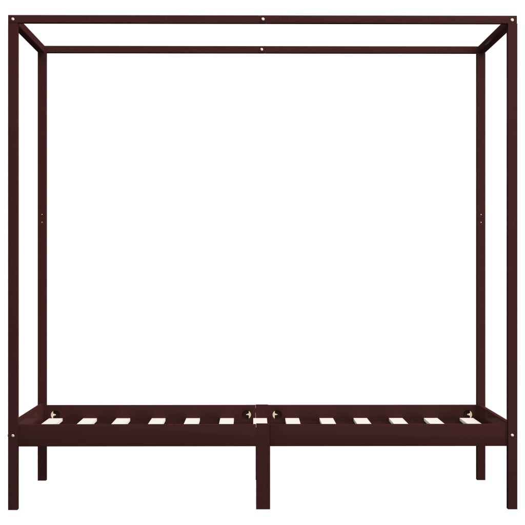 Hemelbedframe massief grenenhout donkerbruin 90x200 cm is nu te koop bij PeponiXL, paradijselijk wonen!
