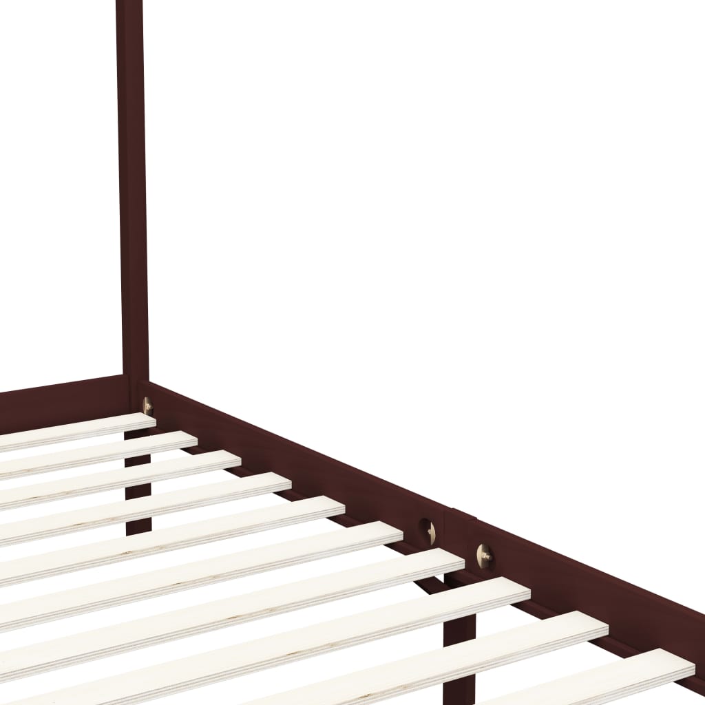 Hemelbedframe massief grenenhout donkerbruin 90x200 cm is nu te koop bij PeponiXL, paradijselijk wonen!
