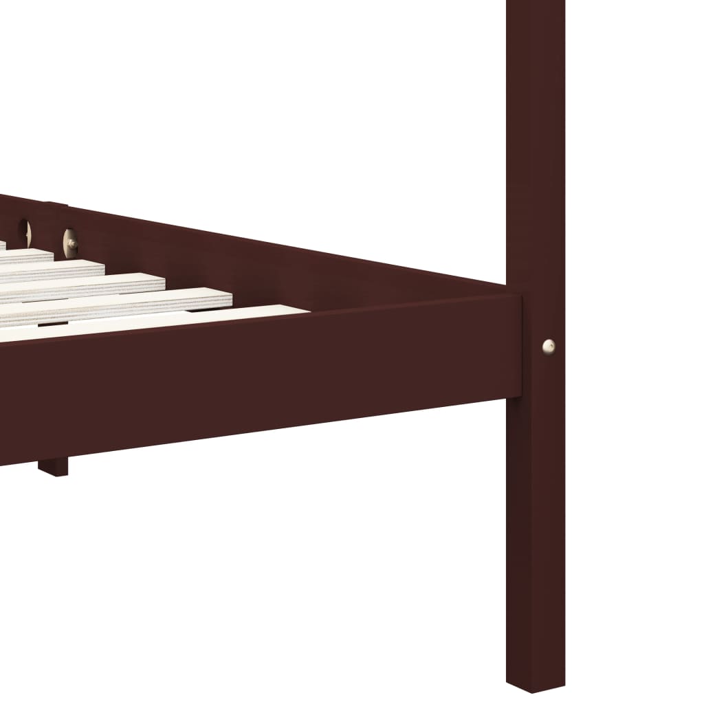 Hemelbedframe massief grenenhout donkerbruin 90x200 cm is nu te koop bij PeponiXL, paradijselijk wonen!