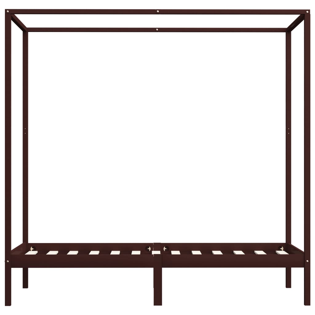 Hemelbedframe massief grenenhout donkerbruin 100x200 cm is nu te koop bij PeponiXL, paradijselijk wonen!