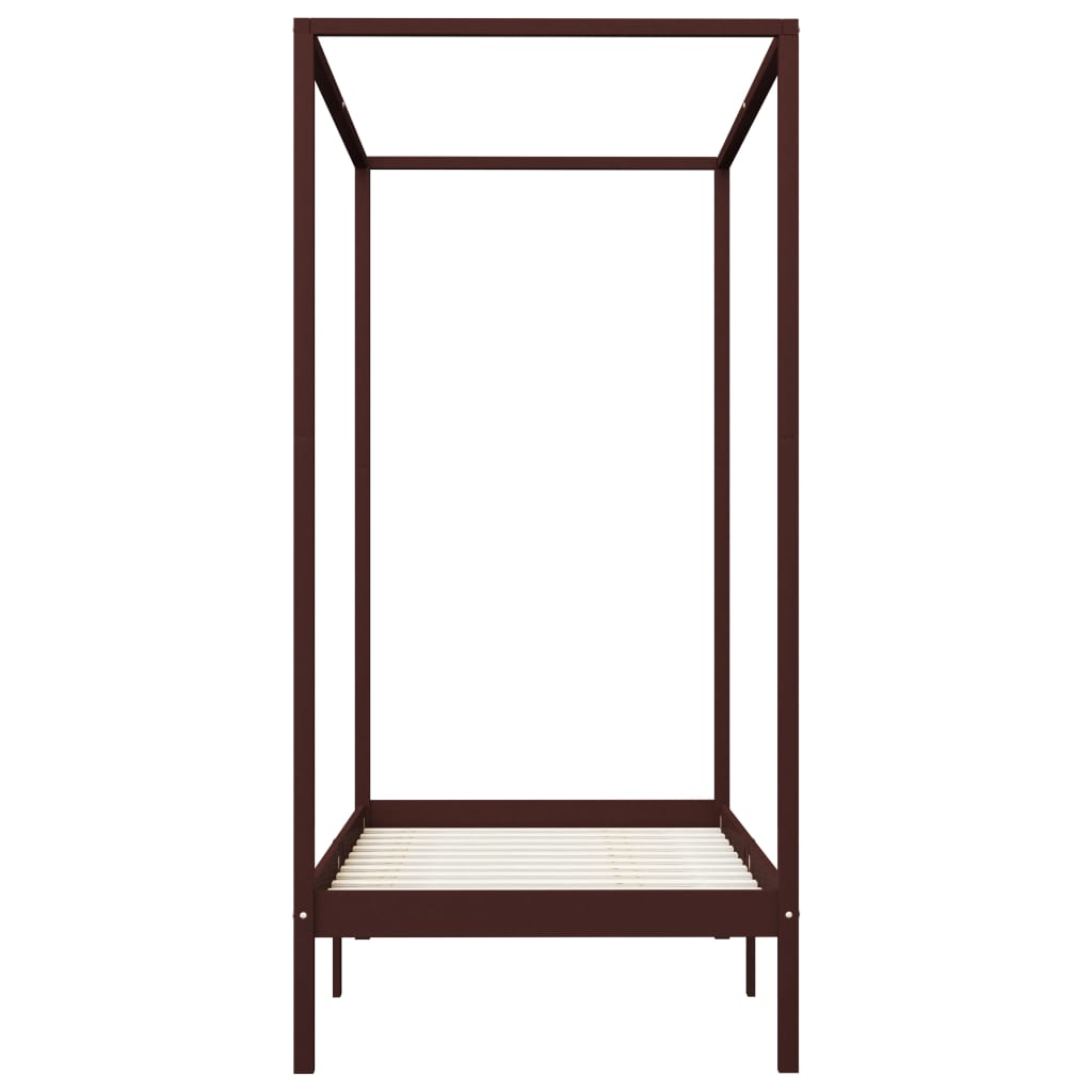 Hemelbedframe massief grenenhout donkerbruin 100x200 cm is nu te koop bij PeponiXL, paradijselijk wonen!