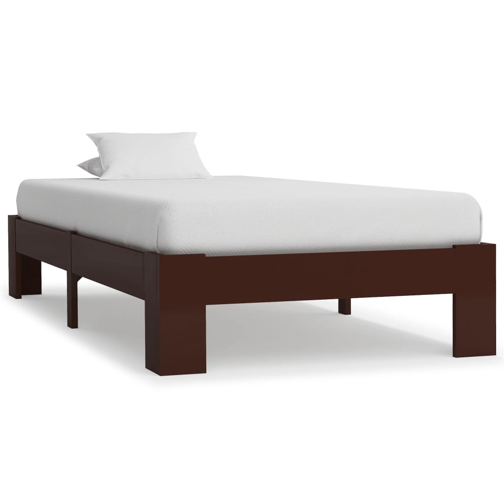 Bedframe massief grenenhout donkerbruin 90x200 cm is nu te koop bij PeponiXL, paradijselijk wonen!