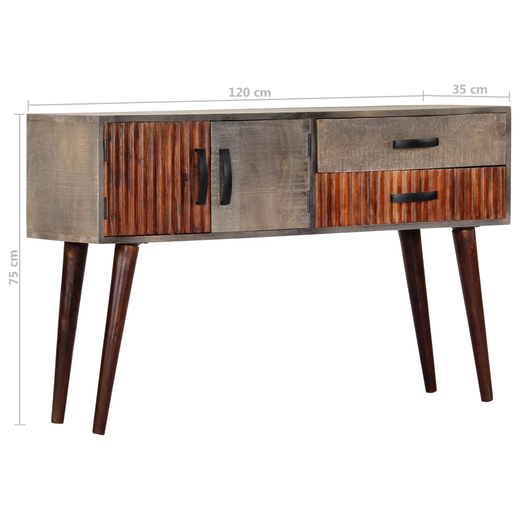 Wandtafel 120x35x75 cm massief ruw mangohout grijs is nu te koop bij PeponiXL, paradijselijk wonen!
