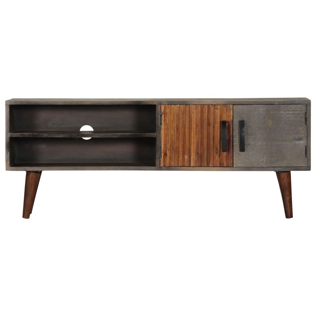 Tv-meubel 130x30x46 cm massief ruw mangohout grijs is nu te koop bij PeponiXL, paradijselijk wonen!