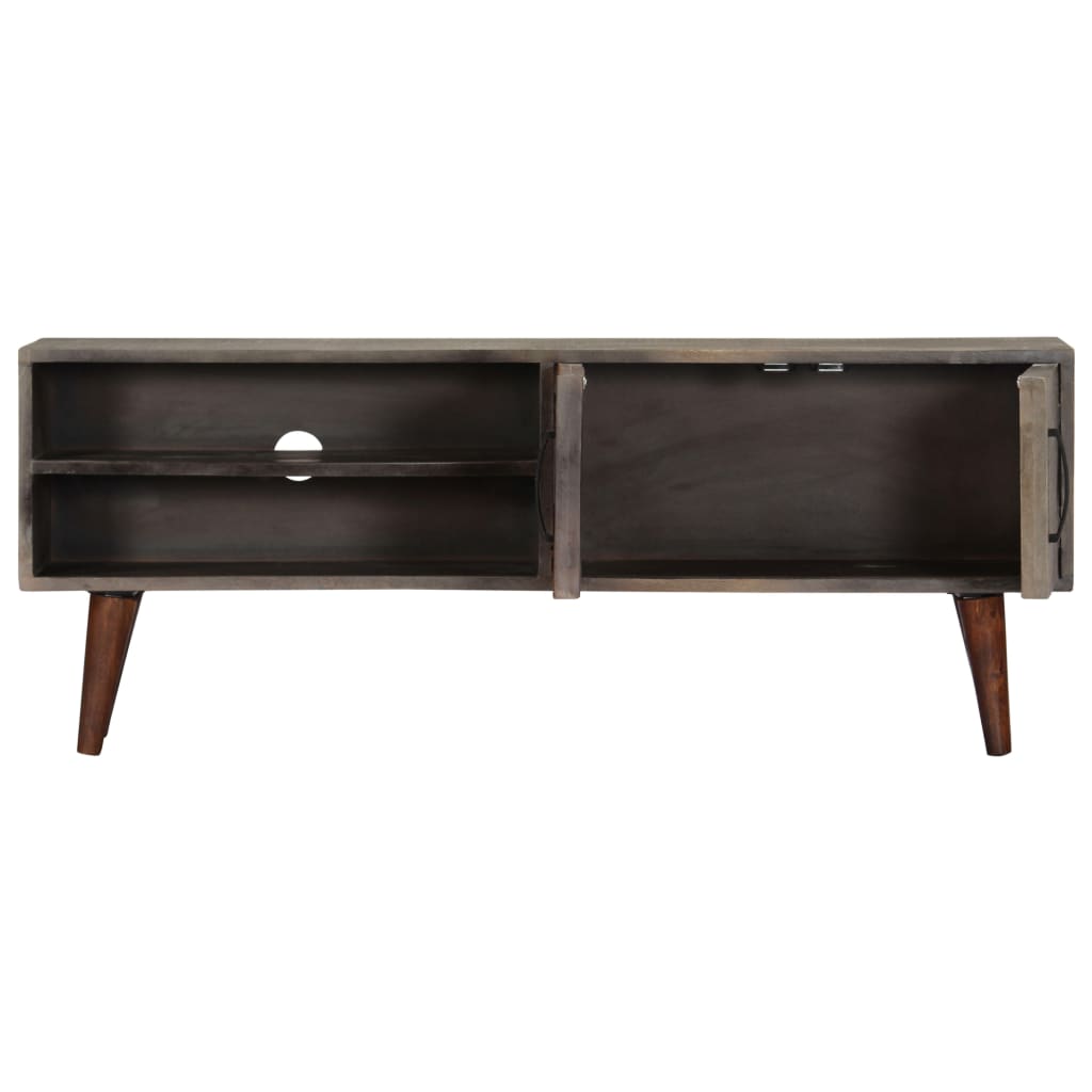 Tv-meubel 130x30x46 cm massief ruw mangohout grijs is nu te koop bij PeponiXL, paradijselijk wonen!