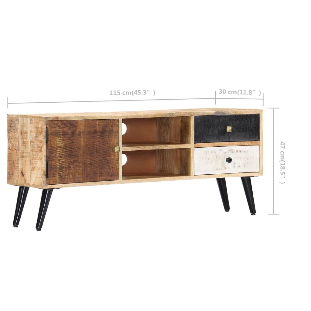 Tv-meubel 115x30x47 cm massief mangohout is nu te koop bij PeponiXL, paradijselijk wonen!
