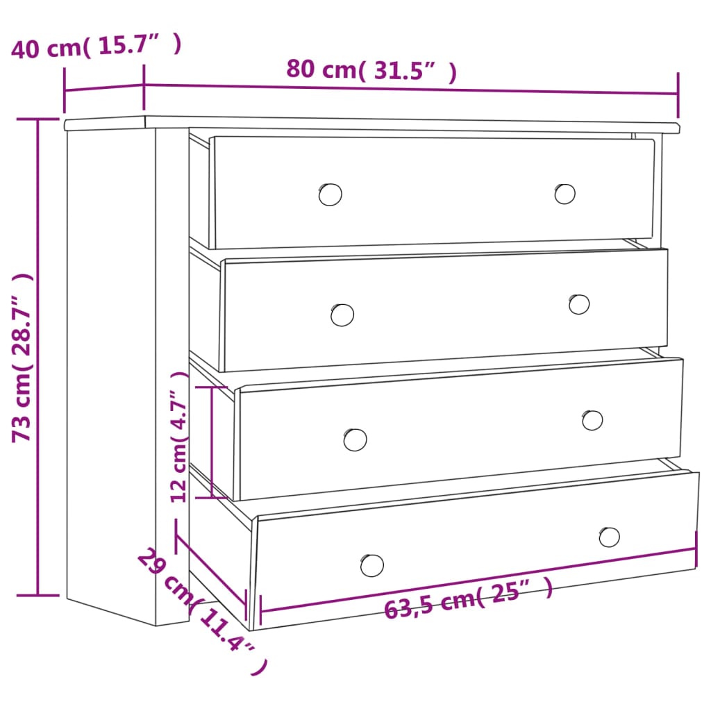 Bijzetkast Panama Range 80x40x73 cm grenenhout is nu te koop bij PeponiXL, paradijselijk wonen!