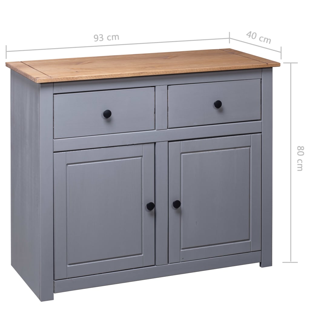 Dressoir Panama Range 93x40x80 cm massief grenenhout grijs is nu te koop bij PeponiXL, paradijselijk wonen!