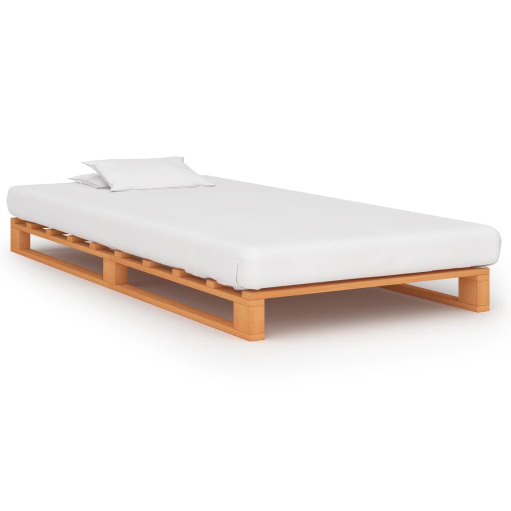 Bedframe pallet massief grenenhout bruin 100x200 cm is nu te koop bij PeponiXL, paradijselijk wonen!