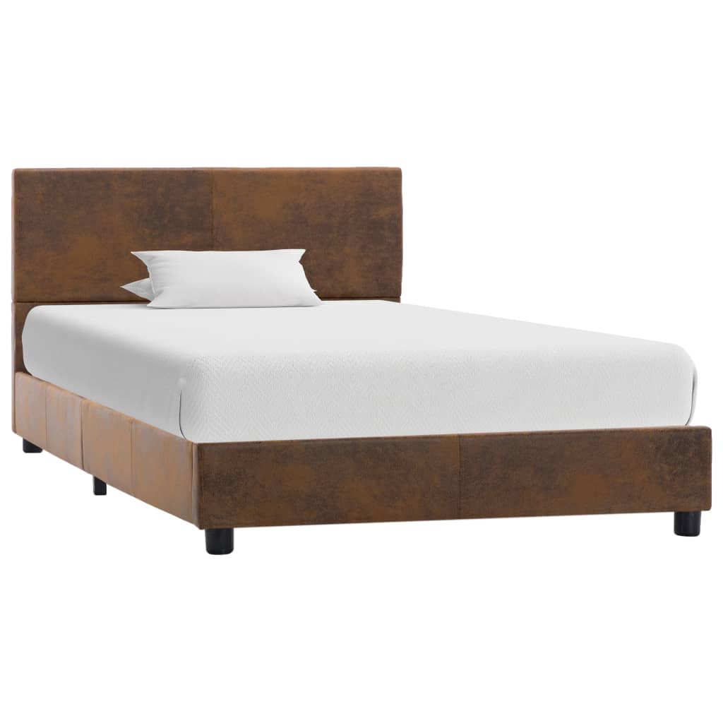 Bedframe kunstsuède bruin 90x200 cm is nu te koop bij PeponiXL, paradijselijk wonen!