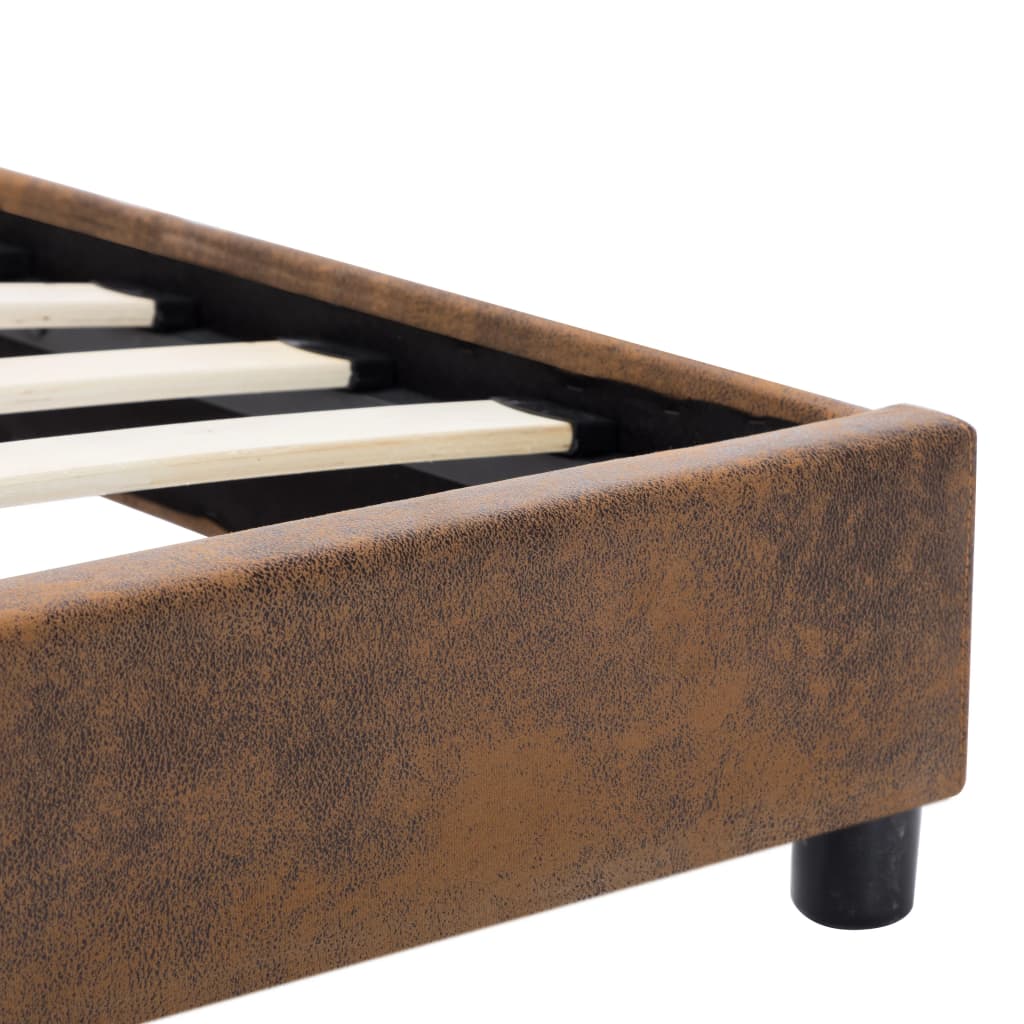 Bedframe kunstsuède bruin 90x200 cm is nu te koop bij PeponiXL, paradijselijk wonen!
