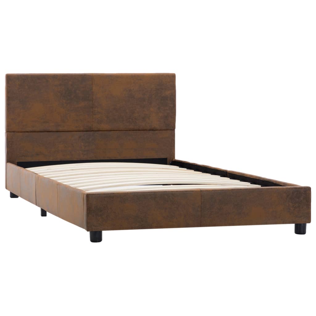 Bedframe kunstsuède bruin 100x200 cm is nu te koop bij PeponiXL, paradijselijk wonen!