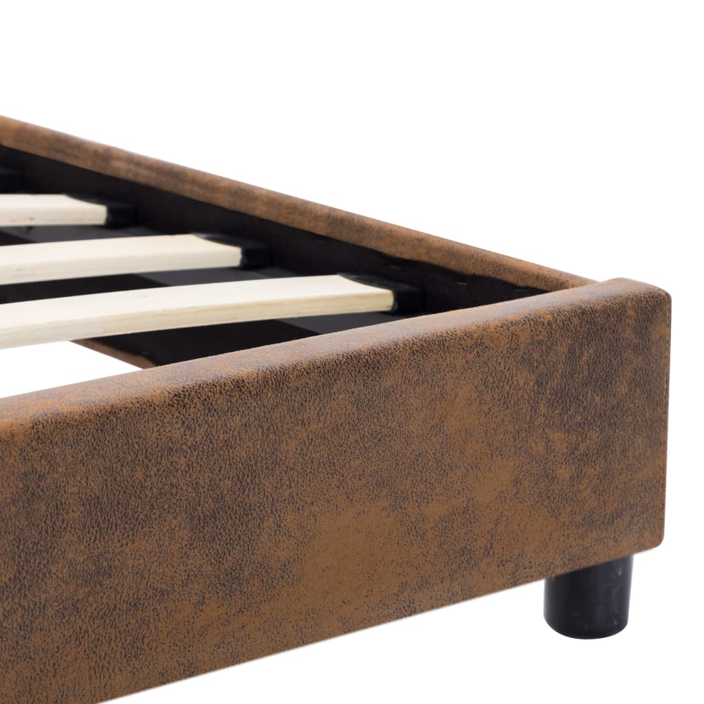 Bedframe kunstsuède bruin 100x200 cm is nu te koop bij PeponiXL, paradijselijk wonen!